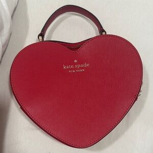 kate spade red heart-shaped mini top-handle bag